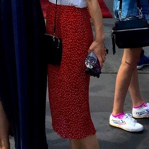 Red Polka dot midi skirt
